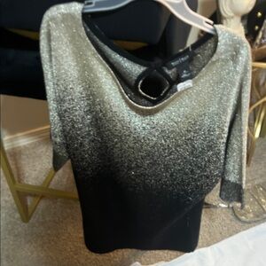 WHBM White House Black Market Boat Neckline Fitted 3/4 Sleeve Sweater Blouse